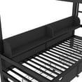 thumbnail image 5 of Full over Full Bunk Bed with Built-in Shelves and Drawers, Heavy-duty Metal Bunk Bed Frame with USB Ports and LED Lights for Bedroom, Black, 5 of 9