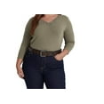 thumbnail image 3 of LAUREN RALPH LAUREN Womens Green Lace 3/4 Sleeve V Neck Top Plus 3X, 3 of 3