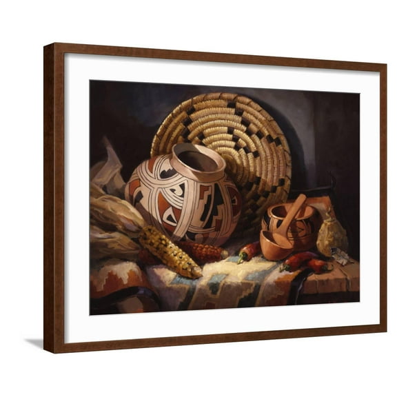 Art.com Casa Grande Pot Art Print by Maxine Johnston, Brown Frame Wall Art, 29" x 23"