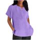 thumbnail image 1 of Primavera Tops para las Mujeres Algodón Lino Cuello en V Manga Corta, Transpirable Camisa Casual para el Verano, 1 of 5