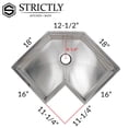 thumbnail image 4 of Strictly Sinks 30" Corner Kitchen Sink Undermount Silver 16ga Stainless Steel Butterfly Single Bowl, 4 of 7