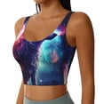 thumbnail image 2 of Rateoe Starry Multicolored Wolf Print Womens' Sports Bras Scoop Neck Sports Vest- Padded U Back Seamless High Impact Support, 2 of 7