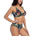 thumbnail image 2 of Rocae Colorful Flowers for Bikini Set for Women Two Piece Sexy High Swimsuits Split Crossover Bikini Large, 2 of 9