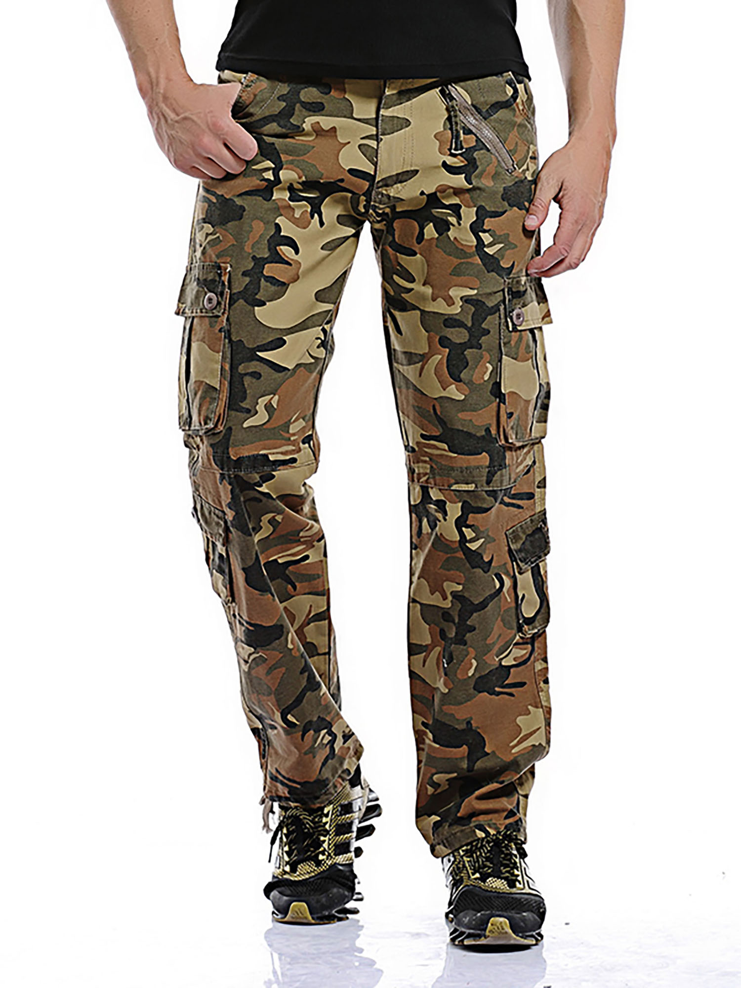 Frontwalk Cotton Lounge Pant for Mens Casual Hiking Cargo Pant Camo