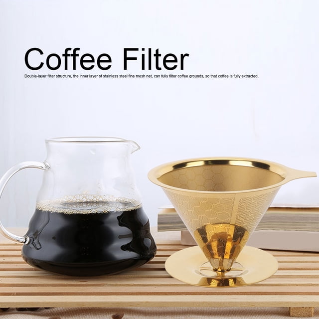 Filtro de café reutilizable de Acero inoxidable ANGGREK dorado 12,5 cm