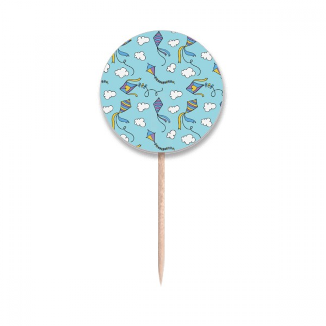 Hand Painted Geometry Simple Kite Pattern Toothpick Flags Round Labels Party Decoration