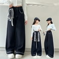 thumbnail image 6 of OSOLU Girls Denim Pants Straight Leg Jeans Cute Casual Comfortable Stretch Loose Fit Wide Leg Stylish Versatile Trousers, 6 of 6