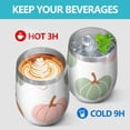 thumbnail image 4 of 12oz Stemless Wine Tumblers Fall Pumpkins Pattern Vacuum Insulated Stainless Steel Travel Tumbler Cups Mug with Lid and Straw for Champaign,Cocktail,Beer with Cleaning Brush, 4 of 5