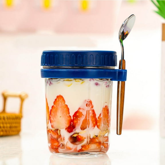 Clearance Glass&Bottle under $5,Overnight Oatmeal Jars With Spoon And Lids Airtight Oatmeal Containers With Measurement Marks Mason Jars With Lids For Oatmeal Containers On The Move