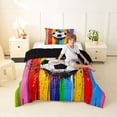 thumbnail image 2 of Castle Fairy Graffiti Soccer Twin Comforter Sets 2pcs, Rainbow Stripes Splash Bedding Set, Red Green Yellow,Black Reversible,1 Comforter and 1 Pillowcase, 2 of 6