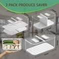 thumbnail image 5 of WAVELUX Produce Saver Containers for Refrigerator, Food Fruit Vegetables Storage, 3Pcs Stackable Fridge Organizer, Fresh Keeper Drawer Bin Basket with Vented Lids , Removable Drain Tray & Folding Lid…, 5 of 10