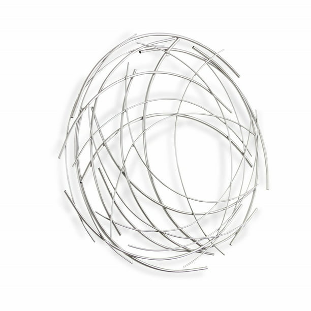 Silver Metal Abstract Round Hanging Wall Art Decor