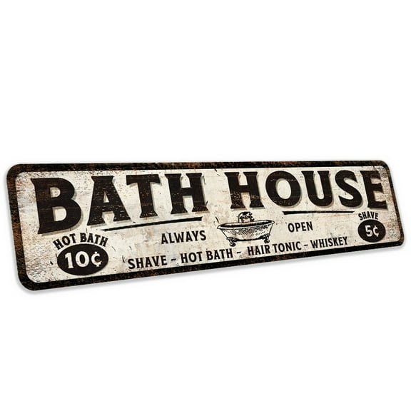 Chico Creek Signs Farmhouse Bathroom Decor Rustic Metal Sign 4x18