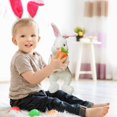 thumbnail image 2 of Conejito de Pascua de peluche, muñeco de conejo de Pascua, conejito abrazando zanahorias, juguetes de peluche para regalo de niños, marrón, 2 of 5