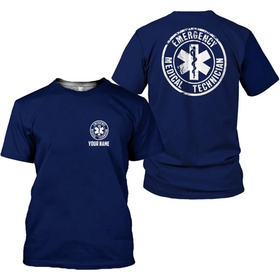 Personalized EMT Shirt, EMS Shirt, Customized EMS Shirts,EMT Paramedic Uniform Emergency Medical Technician Shirts (S)
