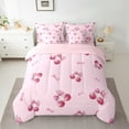 thumbnail image 2 of Feelyou Bowknot Cherry Child Twin Bedding Sets 7-Piece, Girly Pink Ribbon Bow Bedding Comforter Set, Kawaii Cute Cartoon Reversible Sheet Sets, Ultra Soft Home Decor, 2 of 7