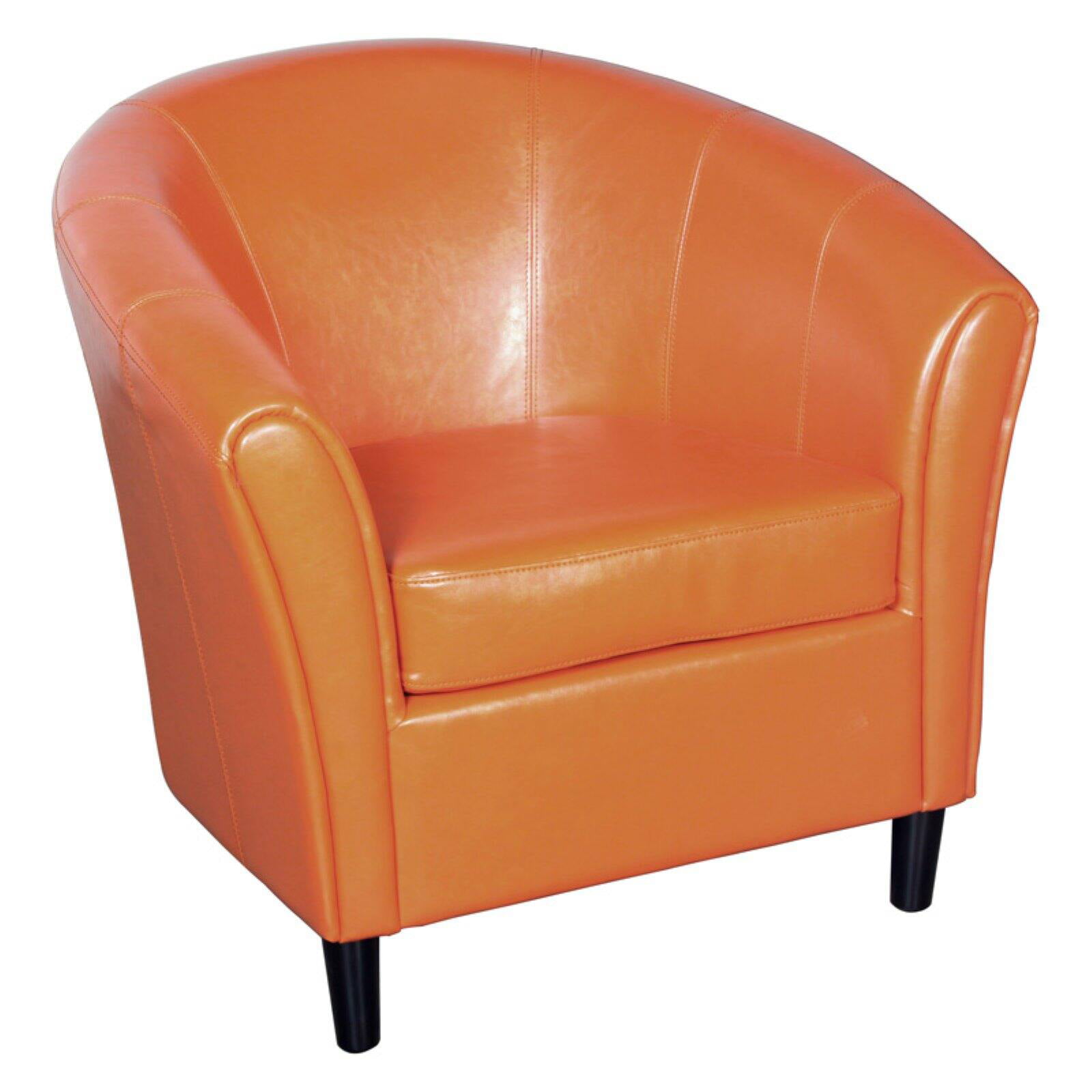 Napoli Orange Leather Club Chair, Leather Club Chairs Ikea