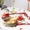 thumbnail image 3 of Red Christmas Table Cloth Rectangle 60" x 102" (8-10 Seats)- Washable Polyester Poinsettia Print Decoration Tablecloth for Kitchen Dinning, Holiday Dinner, 3 of 6