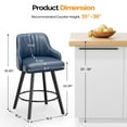 thumbnail image 2 of Zimtown Modern Swivel Barstools Set of 2, Padded PU Leather Bar Chairs 26" for Dining Room, Kitchen Island, Bar, Smoke Blue, 2 of 7