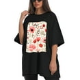 thumbnail image 4 of Plus Size Shirt for Women Black Tops for Women Short Sleeves Shirt for Women Vintage Flower1 T Shirt Crewneck Shirt for Women XS, 4 of 5