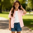 thumbnail image 6 of TIREOW Kids Boys Short Sleeve Dress Shirt Solid Color Button Down Shirt Summer Comfortable Casual Shirt Tops, 6 of 8