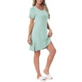 thumbnail image 4 of INSPIRE CHIC Womens Nightgowns Lace Trim Round Neck Stretchy Short Sleeve Sleepwear Night Shirts Soft Sleep Pajama Dress M Light Green, 4 of 6