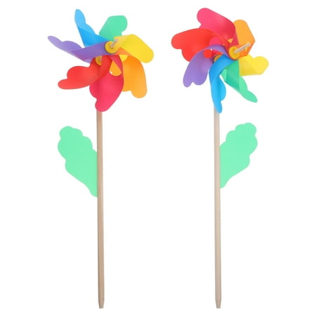 

2PCS 30CM Hexagonal Colorful Windmill Toy Beautiful Garden Windmill Adornment