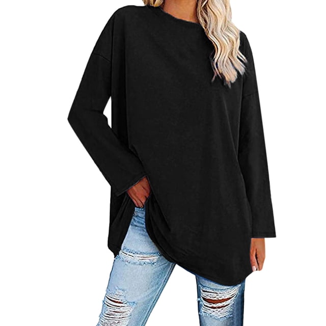 T-Shirt à Manches Longues pour Femmes Liquidation Chemises Mélangeuses pour Femmes Haut Grande Taille pour Femmes T-Shirt à Manches Longues Col Rond Ample