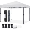 thumbnail image 1 of Songqin 10x10 1-Person Setup Pop Up Canopy Tent, Instant Portable Commercial Canopy Tent, Outdoor Gazebo with 1-Button Push, Wheeled Bag & 4 Sandbags for Home, Party & Outdoor, Silver-Coated White, 1 of 17