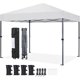 thumbnail image 1 of Songqin 10x10 1-Person Setup Pop Up Canopy Tent, Instant Portable Commercial Canopy Tent, Outdoor Gazebo with 1-Button Push, Wheeled Bag & 4 Sandbags for Home, Party & Outdoor, Silver-Coated White, 1 of 17