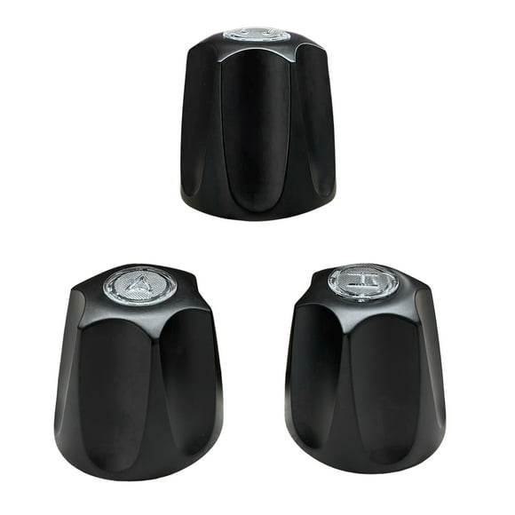 Set of 3 Shower Knob Replacement Metal Bathtub Knobs Replacement Compatible with Bathtub Shower Faucet Handle Remodel Trim Kit Include Hot Cold and Diverter,Matte Black