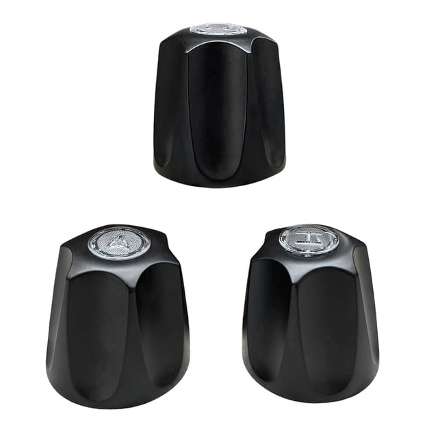 Set of 3 Shower Knob Replacement Metal Bathtub Knobs Replacement Compatible with Bathtub Shower Faucet Handle Remodel Trim Kit Include Hot Cold and Diverter,Matte Black
