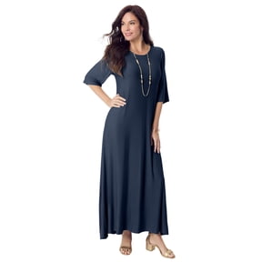 Women's Plus Long Sleeve Empire Maxi Dress - Walmart.com