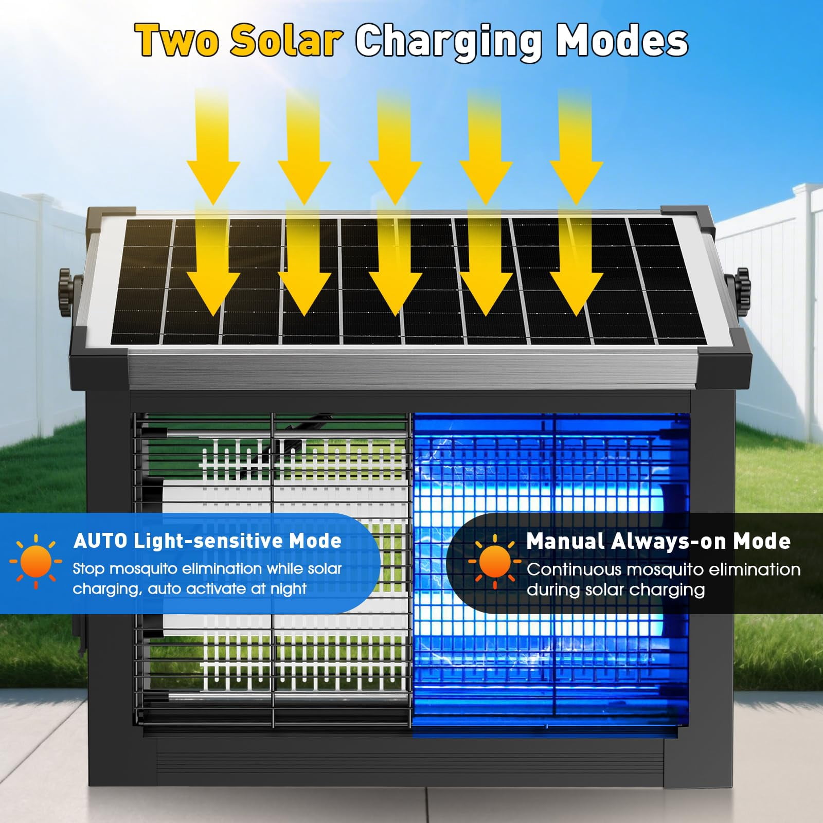 Solar Zapper Outdoor  4500v Mosquito Waterproof 1/2 Acre Coverage Rechargeable Electric Fly Cordless Portable Traps For Backyard Patio Camping Indoor