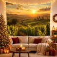 thumbnail image 3 of Vineyard Sunset Landscape with Sunbeams Over Rolling Hills Romantic Watercolor for Wine Enthusiasts Rustic Vineyard Wall Decor Housewarming Gift Tapestry Wall Hanging for Living Room and Bedroom, 3 of 7
