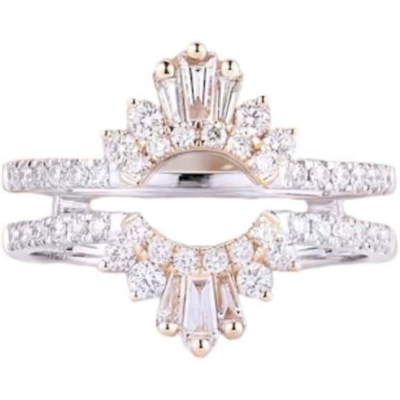 Divine Creation 2.42 Ct Baguette Cut Diamond Wedding Engagement Enhancer Guard Wrap Ring 925 Sterling Silver 14K White Gold Plated For Women's -5