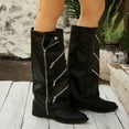 thumbnail image 2 of Black Ladies Long Tube Boots With Zipper And Pointed Toe For Elevation Comfortable During Cold Months, 2 of 9