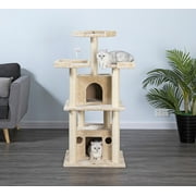 Go Pet Club 51-in Cat Tree & Condo Scratching Post Tower, beige