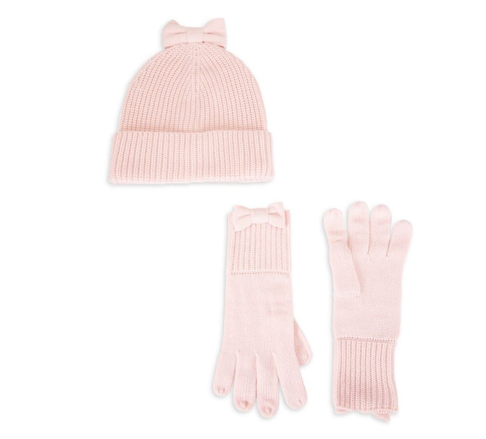 Kate Spade New York Bow Beanie & Gloves Set Rose Pink for Women -  