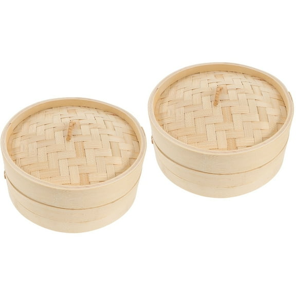 2 Sets Microwave Steamer Bamboo Convenient Food Reusable