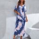 thumbnail image 4 of Vestido de suéter suelto de manga corta con estampado informal con cuello en V para mujer a la moda Fridja  qw6257, 4 of 8