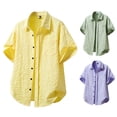 thumbnail image 3 of Blmnix Baggy Mens T Shirts Beach Shirts Guide Hawaiian Shirt T-Shirt Button UP Collared Yellow Short Sleeve Casual Shirts for Men,M, 3 of 4