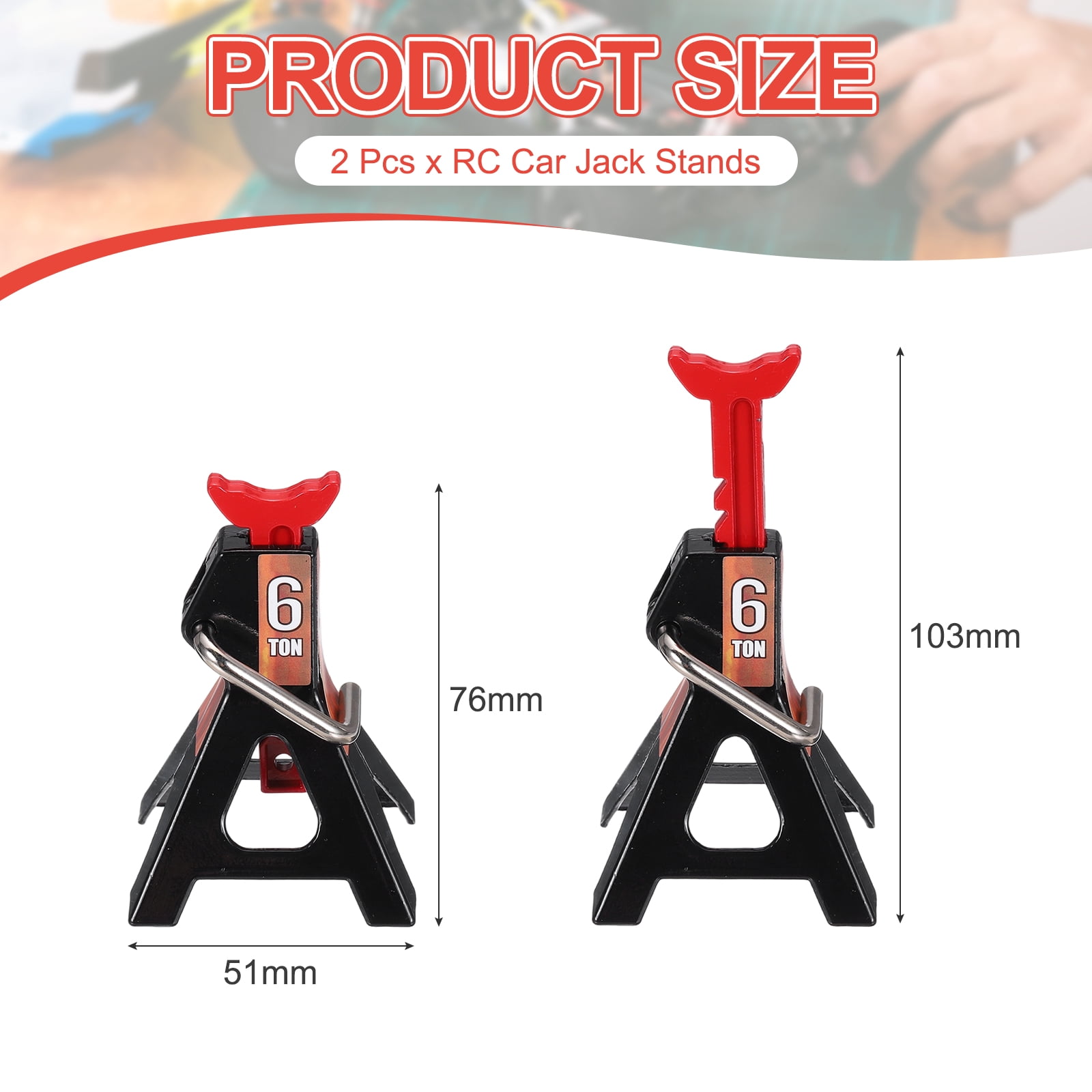 Uxcell RC Car Jack Stands,1/10 Scale 6 Ton Rc Accessories,for SCX10 TRX4 D90 CC01 RC Truck ,Black,2 pcs