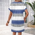 thumbnail image 6 of Women's Striped Print V-Neck Short Sleeve Casual Dress with Pocket, Pullover Summer Dress, Comfortable Loose Fit, Fashionable Ladies Daily Wear,Blue,S, 6 of 8