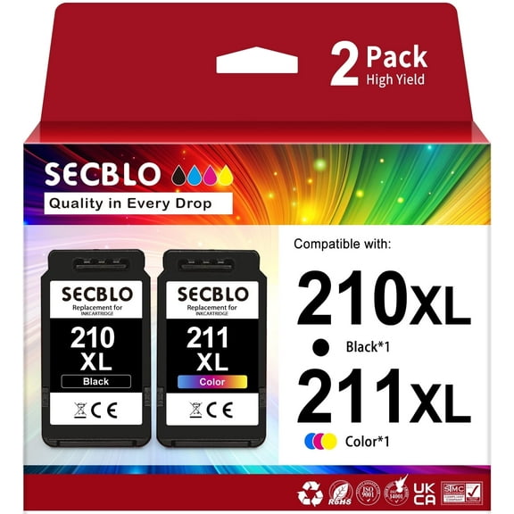 210XL 211XL Combo Pack Compatible for Canon Ink 210XL and 211XL ( Black, Tri-Color)