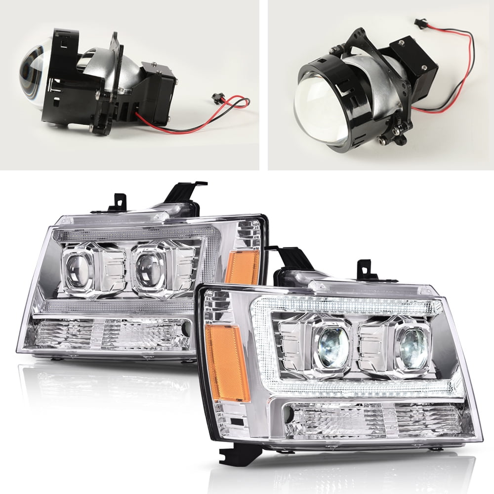 PIT66 LED Tube Dual Projector Headlights, Fit for 20072013 Chevy