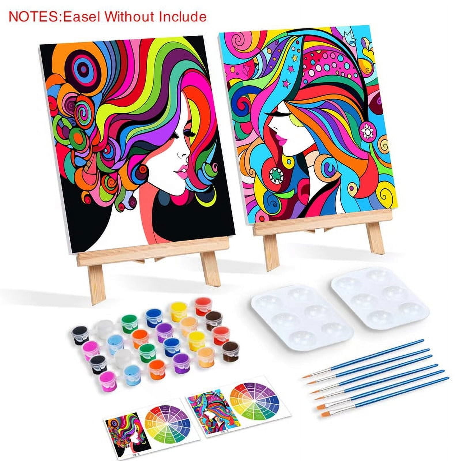 Paint and Sip Kit for Adults with Stand, 8x10 Inch Pre Drawn Stretched Canvas for Painting Your Partner Date Night Valentines Day