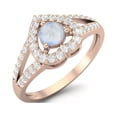 thumbnail image 2 of 1.05 Cts Round Moonstone Heart Shape 925 Sterling Silver Rose Vermeil Split Shank Valentines Day Gifts Ring, 2 of 3