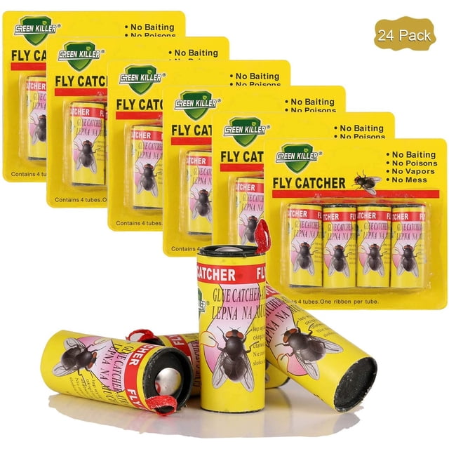 Cintas adhesivas para moscas, trampa para moscas, cinta para moscas, cinta de papel para moscas, tiras de papel para moscas, tiras de papel para moscas, trampa para moscas, cinta para moscas, cebo para moscas (AMARILLO) Rojo Verde