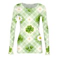 thumbnail image 4 of Rib Knit Tops for Women St Patricks Day Stretch Crewneck Shamrock Print Plus Size Ribbed Long Sleeve Shirts Casual Pullover Festive Jumper Tops, 4 of 5